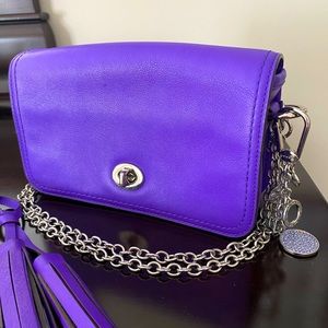 Vibrant Purple Leather Coach Clutch